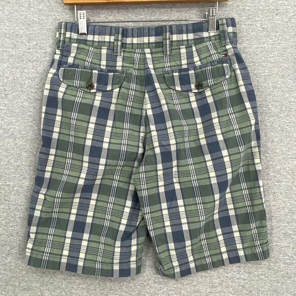 Tommy Hilfiger Shorts Mens 29 Blue Green Plaid Slash Pockets - Picture 3 of 10